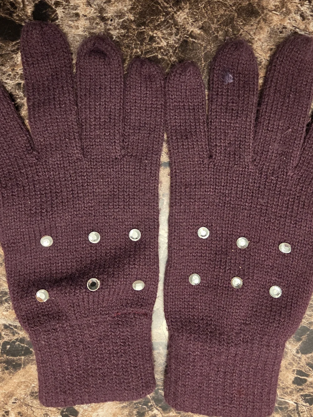 Plum Pom-Pom Knit Beanie and Plum Gloves